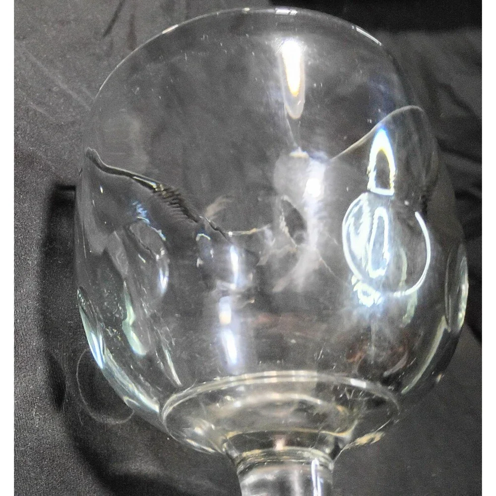 Heavy Clear Glass Thumbprint Goblet